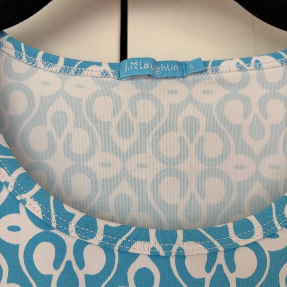 J. McLaughlin Catalina Cloth Shirt Signature Tee Blue Patterned Top‎ Size Small - Picture 2 of 10
